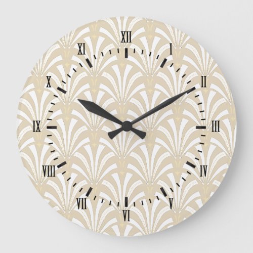 1920s Vintage Art Deco White Fans Pattern Large Clock