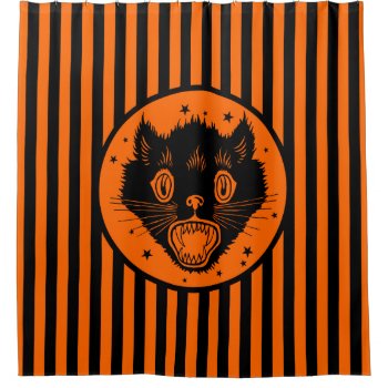 1920s Vintage Black Cat Halloween Shower Curtain by Vintage_Halloween at Zazzle