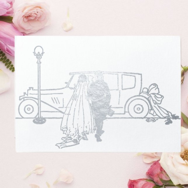 1920's vintage bride and groom foil card (Creator Uploaded)