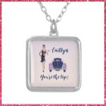 1920's Vintage Flapper and Antique Car Silver Plated Necklace<br><div class="desc">Pretty 1920's flapper with antique car design.  YOU'RE THE TOP in script lettering.  Add your/recipient name to personalize.</div>
