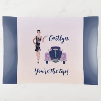 1920's Vintage Flapper and Antique Car Trinket Tra