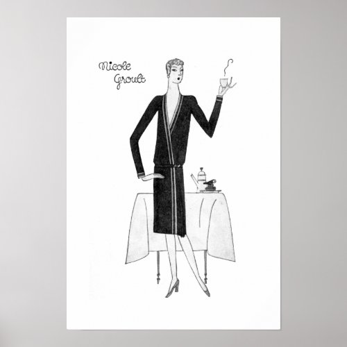 1920s Vintage Flapper Woman with Coffee Poster
