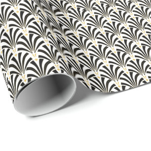 1920s Vintage Glam Art Deco Palmetto Fans Wrapping Paper