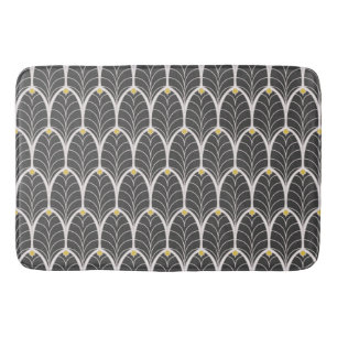 1920s Vintage Gray Palmetto Leaves Bathroom Mat
