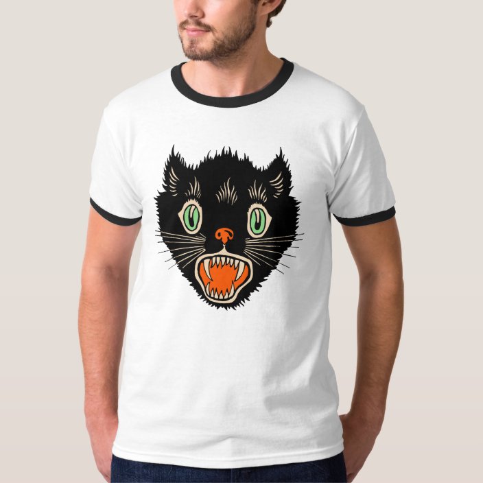 1920s Vintage Halloween Black Cat T Shirt Zazzle Com