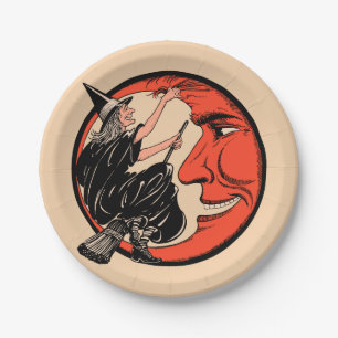 1920s Vintage Halloween Witch Paper Plates