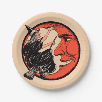 1920s Vintage Halloween Witch Paper Plates by Vintage_Halloween at Zazzle