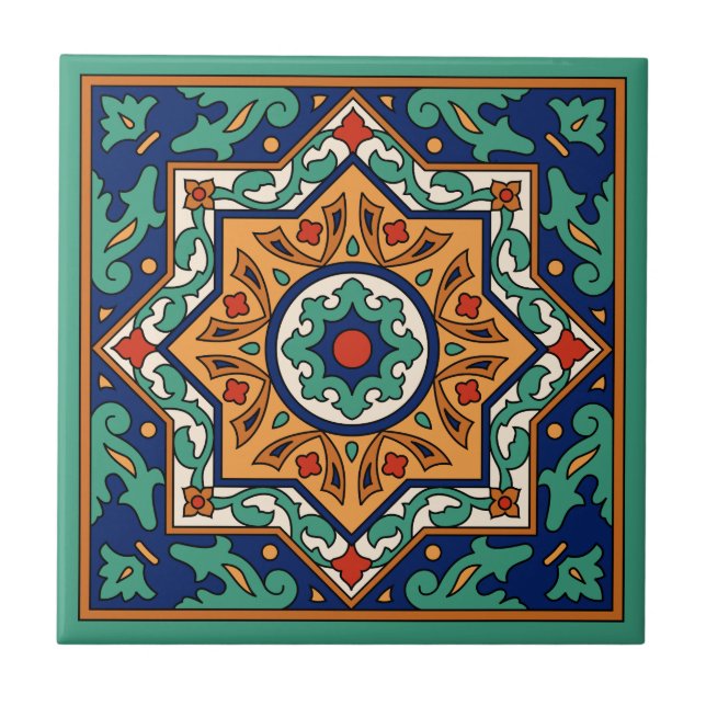 1920s Vintage Malibu Potteries Design Ceramic Tile (Front)