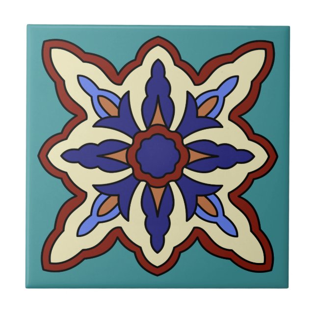 1920s Vintage Malibu Potteries Design Ceramic Tile (Front)