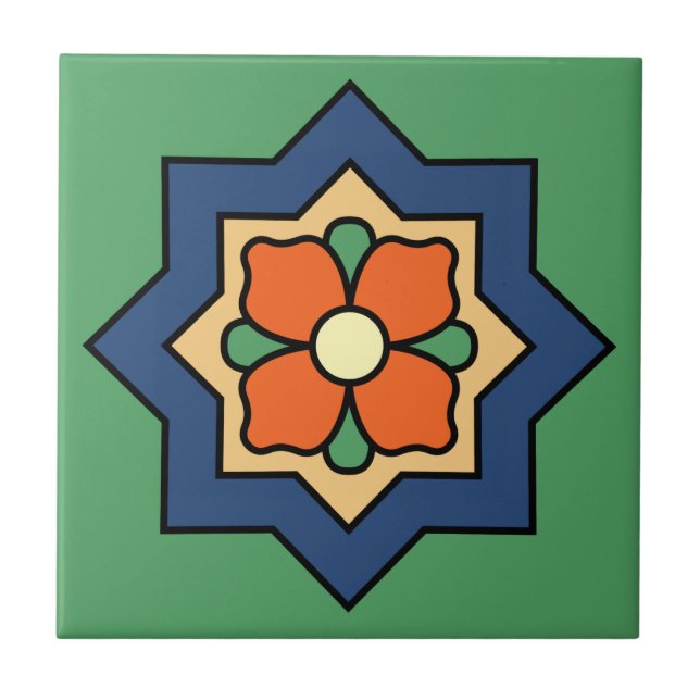 1920s Vintage Malibu Potteries Design Ceramic Tile (Front)