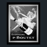 1920's Vintage "P. Boutet" Champagne Ad Poster<br><div class="desc">Vintage,  Art Deco,  advertisement for P. Boutet Champagne.  Black/White  and color version both available ,  as well as other sizes,  and canvas.</div>