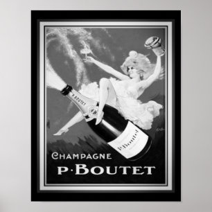 1920's Vintage "P. Boutet" Champagne Ad Poster