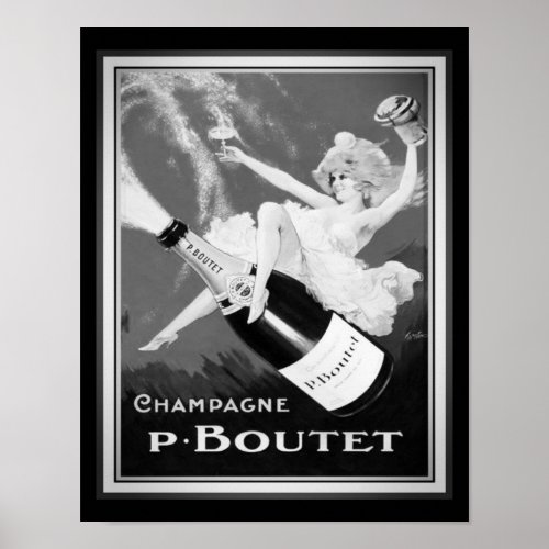 1920s Vintage P Boutet Champagne Ad Poster
