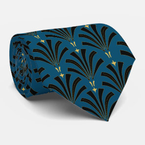 1920s Vintage Roaring Twenties Palmettos Blue Neck Tie