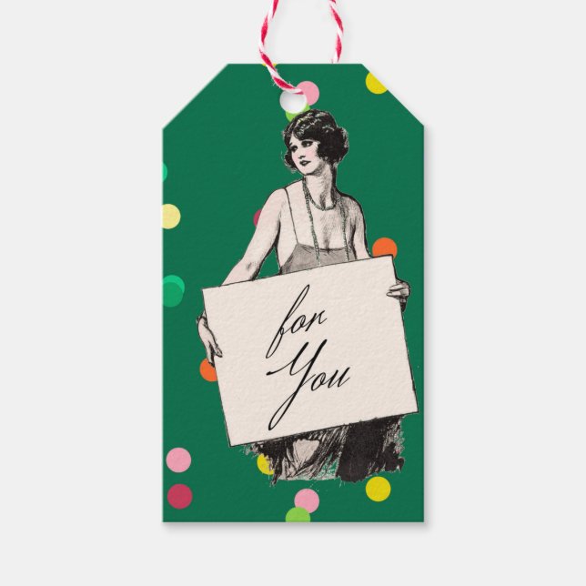1920s Vintage Woman For You Gift Tags (Front)