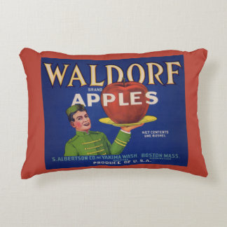 1920s Waldorf Apples crate label print Accent Pillow