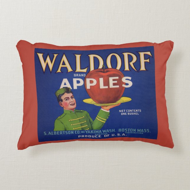 1920s Waldorf Apples crate label print Accent Pillow (Front)