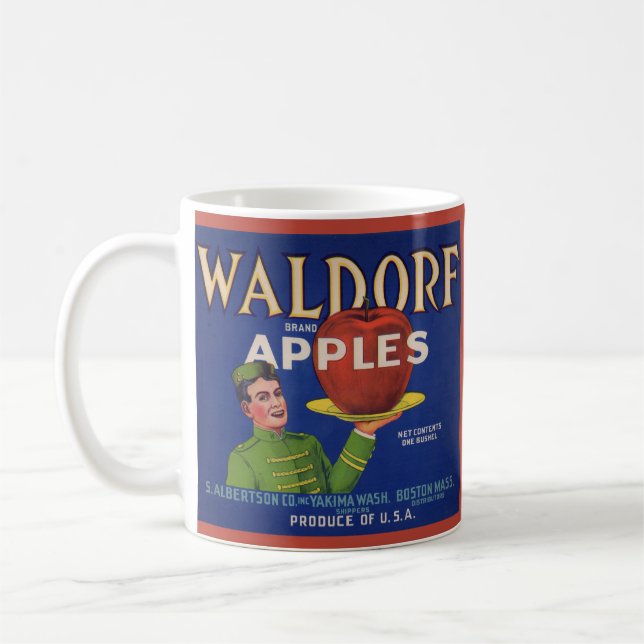 1920s Waldorf Apples crate label print Coffee Mug (Left)