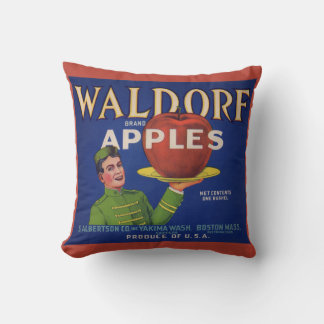 1920s Waldorf Apples crate label print Throw Pillow