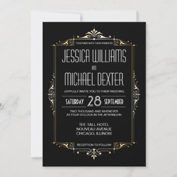 1920's Wedding Invitations Art Deco Pattern by PineAndBerry at Zazzle