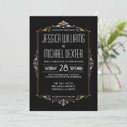 1920's Wedding Invitations Art Deco Pattern | Zazzle