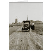 1920's Woman Car and Great Dutch Windmill Photo (Front)