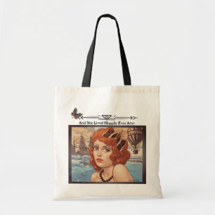 1920s Woman Nautical Happy Ever After Quote Tote Bag