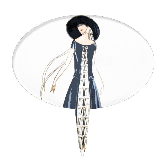 1920s Women's Fashion Dress and Hat Cake Topper (Front)