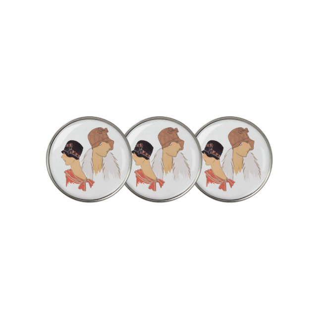 1920s women's fashion golf ball marker (3 Up)