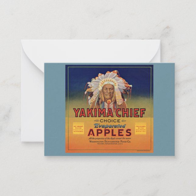 1920s Yakima Chief Evaporated Apples label Note Card (Front)