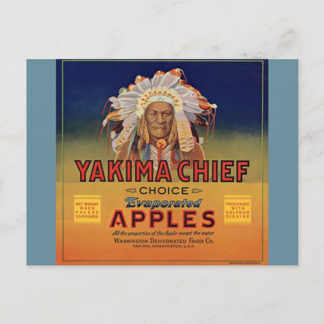 1920s Yakima Chief Evaporated Apples label Postcard (Front)