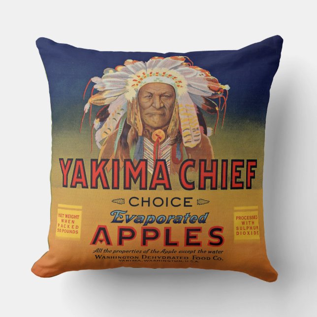 1920s Yakima Chief Evaporated Apples label print Throw Pillow (Front)