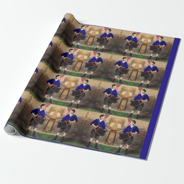 1920s young lady accordionist print wrapping paper (Unrolled)
