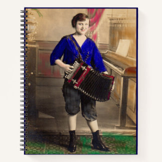 1920s young lady accordionist RPPC print Notebook