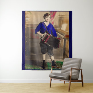 1920s young lady accordionist RPPC print Tapestry