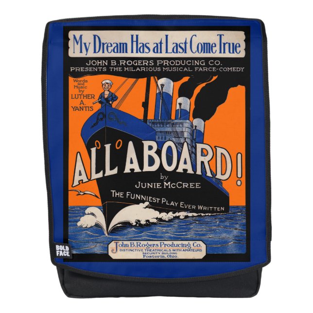 1921 All Aboard sheet music print Backpack (Front)