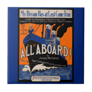1921 All Aboard sheet music print Ceramic Tile