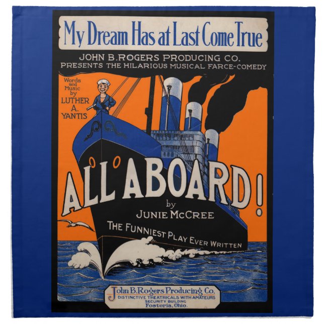 1921 All Aboard sheet music print Cloth Napkin (Front)
