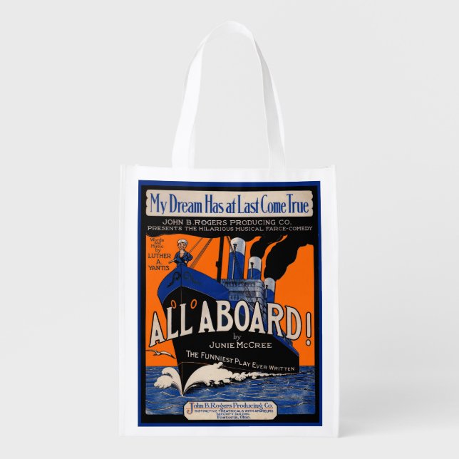 1921 All Aboard sheet music print Grocery Bag (Front)