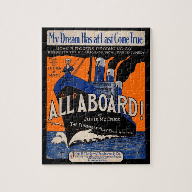 1921 All Aboard sheet music print Jigsaw Puzzle (Vertical)