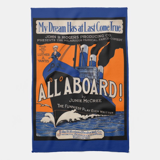 1921 All Aboard sheet music print Kitchen Towel (Vertical)