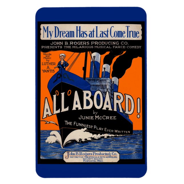 1921 All Aboard sheet music print Magnet (Vertical)