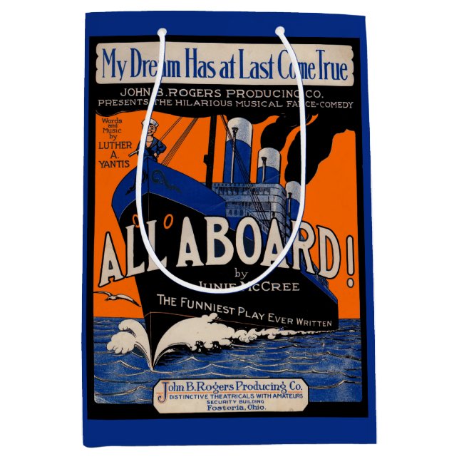 1921 All Aboard sheet music print Medium Gift Bag (Front)