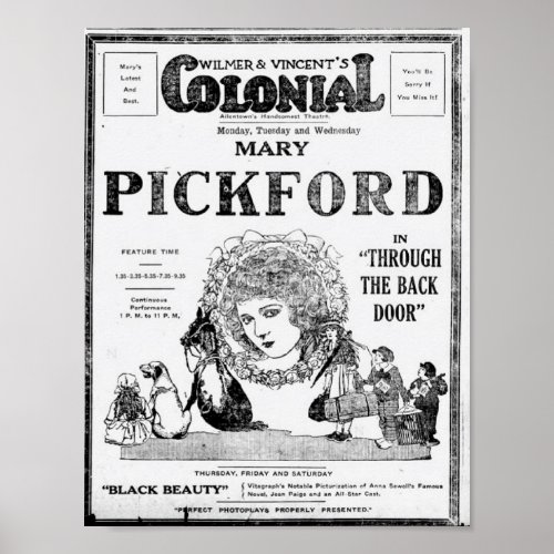 1921 Mary Pickford Through the Back Door Poster