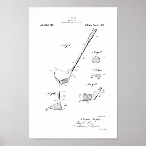 1921 Vintage Golf Club Patent Art Print