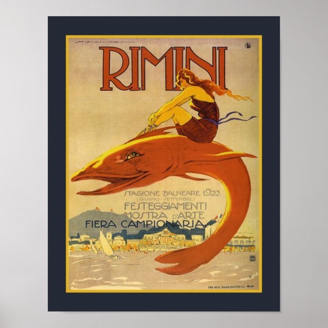 1922 Art Deco Rimini Art Exhibition Ad Poster (Front)