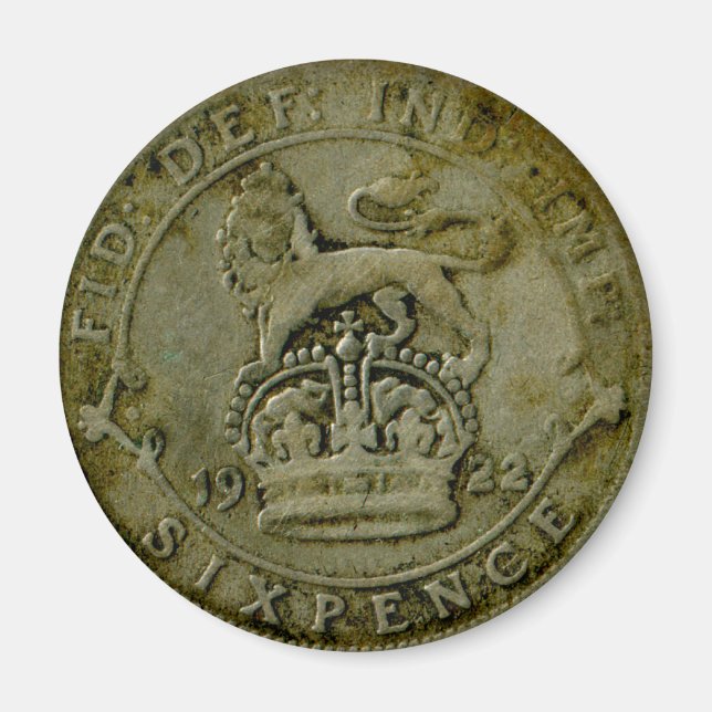 1922 British sixpence magnet (Front)