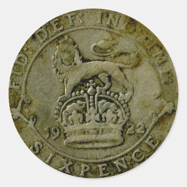 1922 British sixpence sticker (Front)