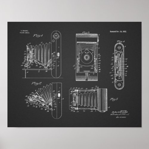 1922 Folding Camera Patent Art Drawing Print