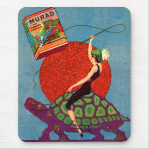 1922 Murad cigarettes lady riding giant tortoise Mouse Pad